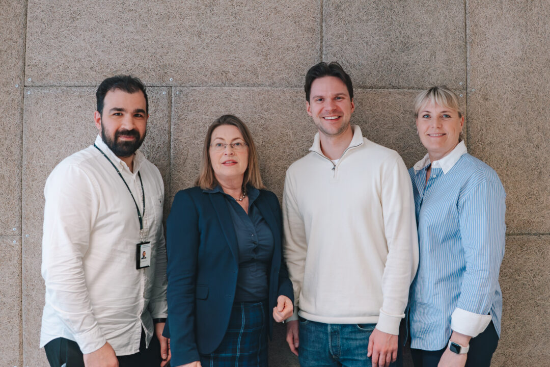 Arrangørene av Seafood Case Day. Fra venstre med Mohammed Nazar Mohammed (HVL), Judit Johnstad Bragelien (HVL), Fridtjov Falch Sorø (Lerøy Seafood Group) og Trude Jansen Hagland (NCE Seafood). Foto: Kofi Yirrah